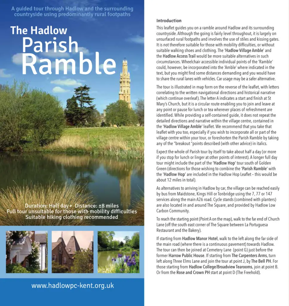 The Hadlow Parish Ramble leaflet