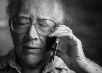 Elderly lady on a telephone