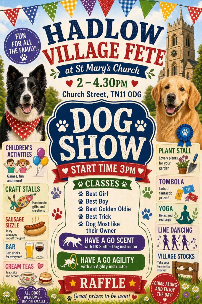 Hadlow Village Fete at St Mary's church Sunday 14th June.
